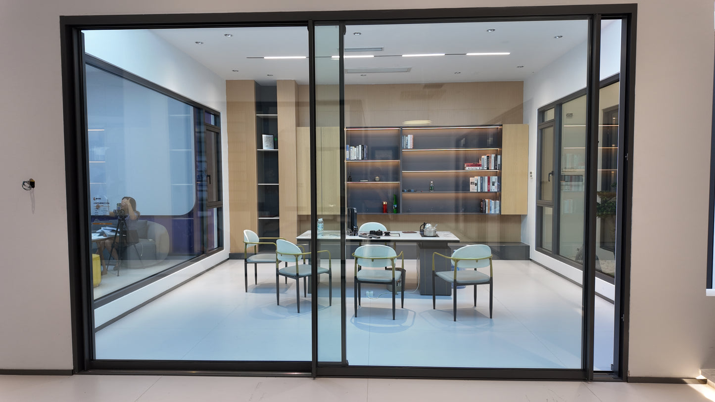 Glass Sliding Doors for Home Aluminum Alloy Glass Sliding Doors Toughened Glass Heavy Duty Push-pull Patio Sliding Doors